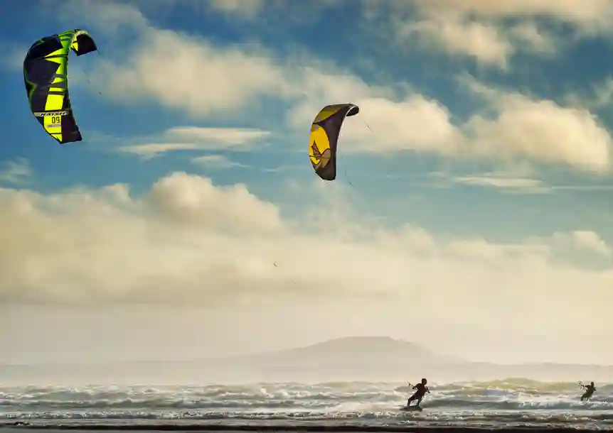 Wind surfing in the Burry estuary